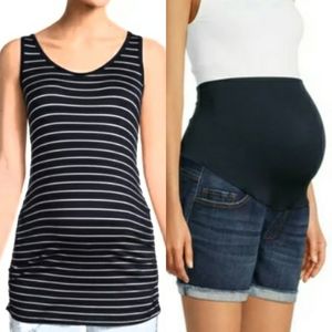 Size Medium New Maternity Striped Shirt & Shorts